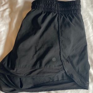 Athleta mesh racer shorts black